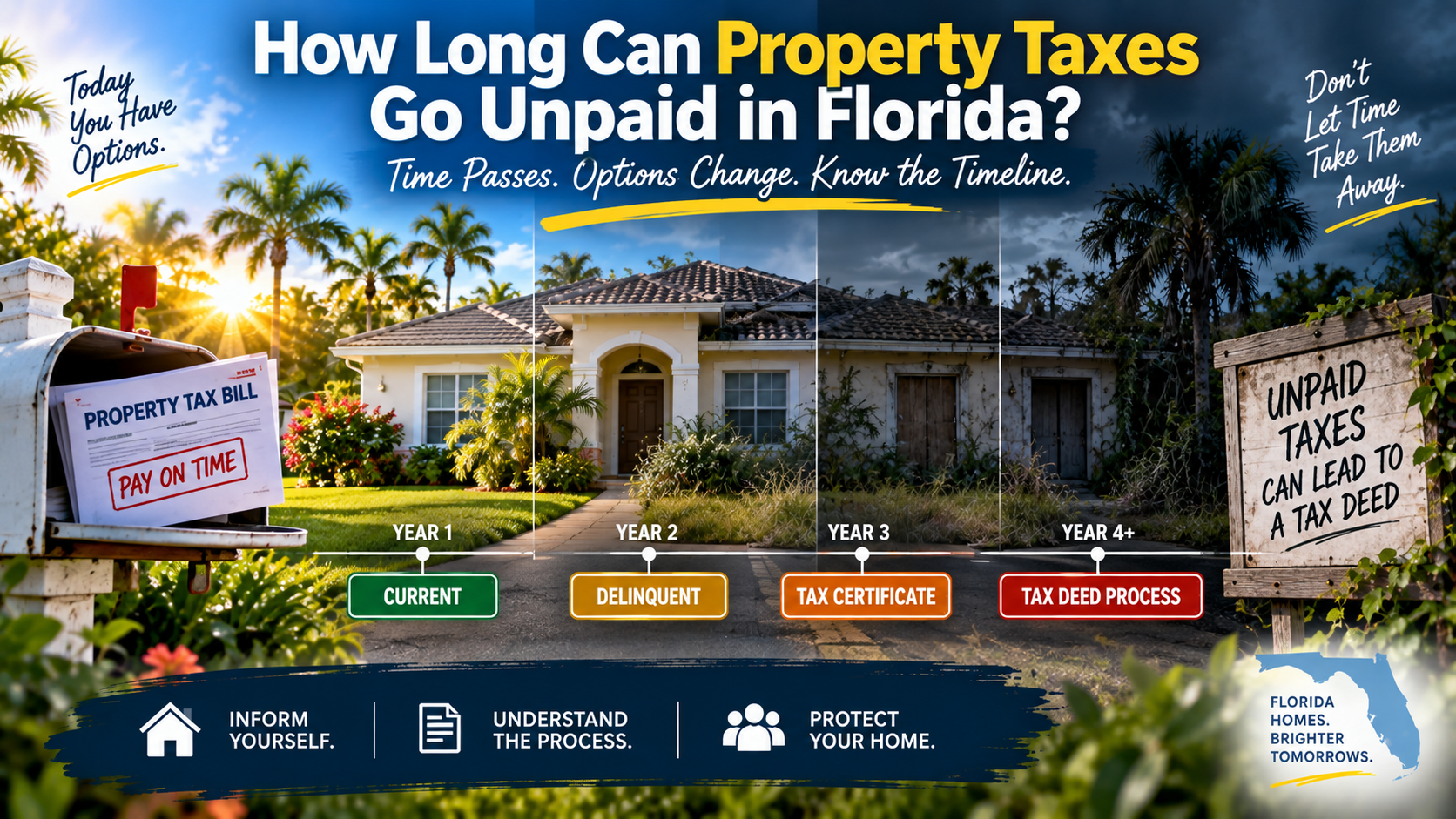 How long property taxes can go unpaid in Florida before the tax deed process